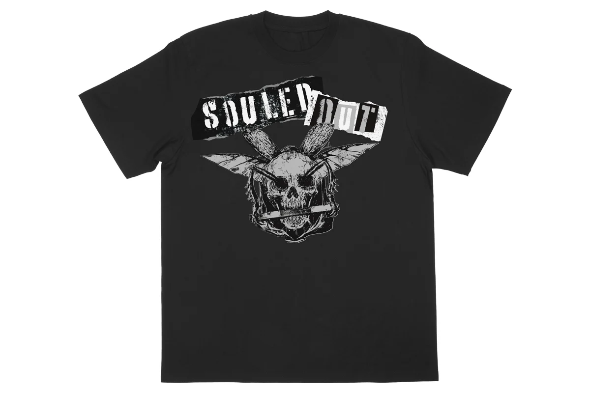 成田蓮「SOULED OUT」Tシャツ(ブラック×シルバー)