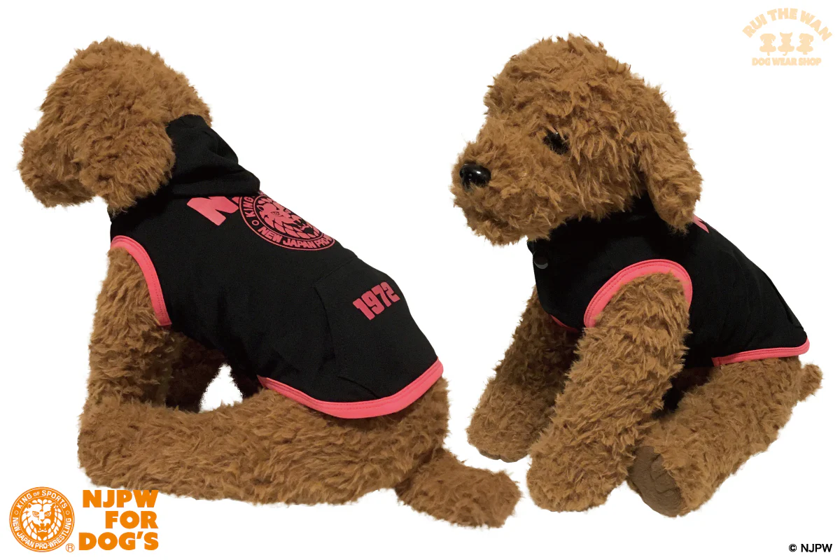 ドッグウェア パーカー（袖なし/ブラック×ピンク） - Image 4